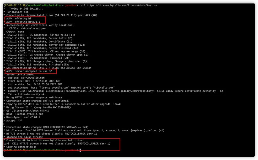 HTTP/2 troubleshooting
