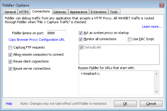 Fiddler Proxy Setup