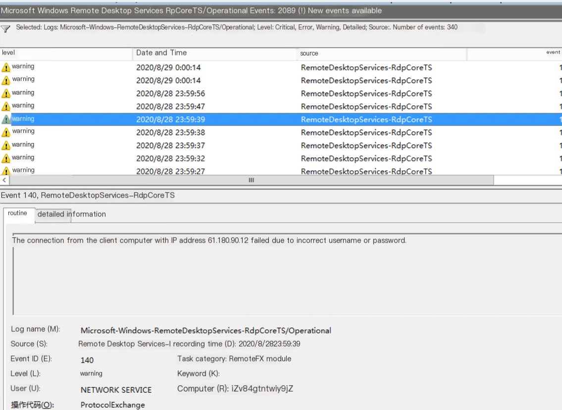 RDP brute force